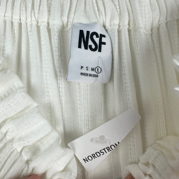 NWT NSF Niara Sz L Women's Short Sleeve Peasant Dress in White - Picture 7 of 16